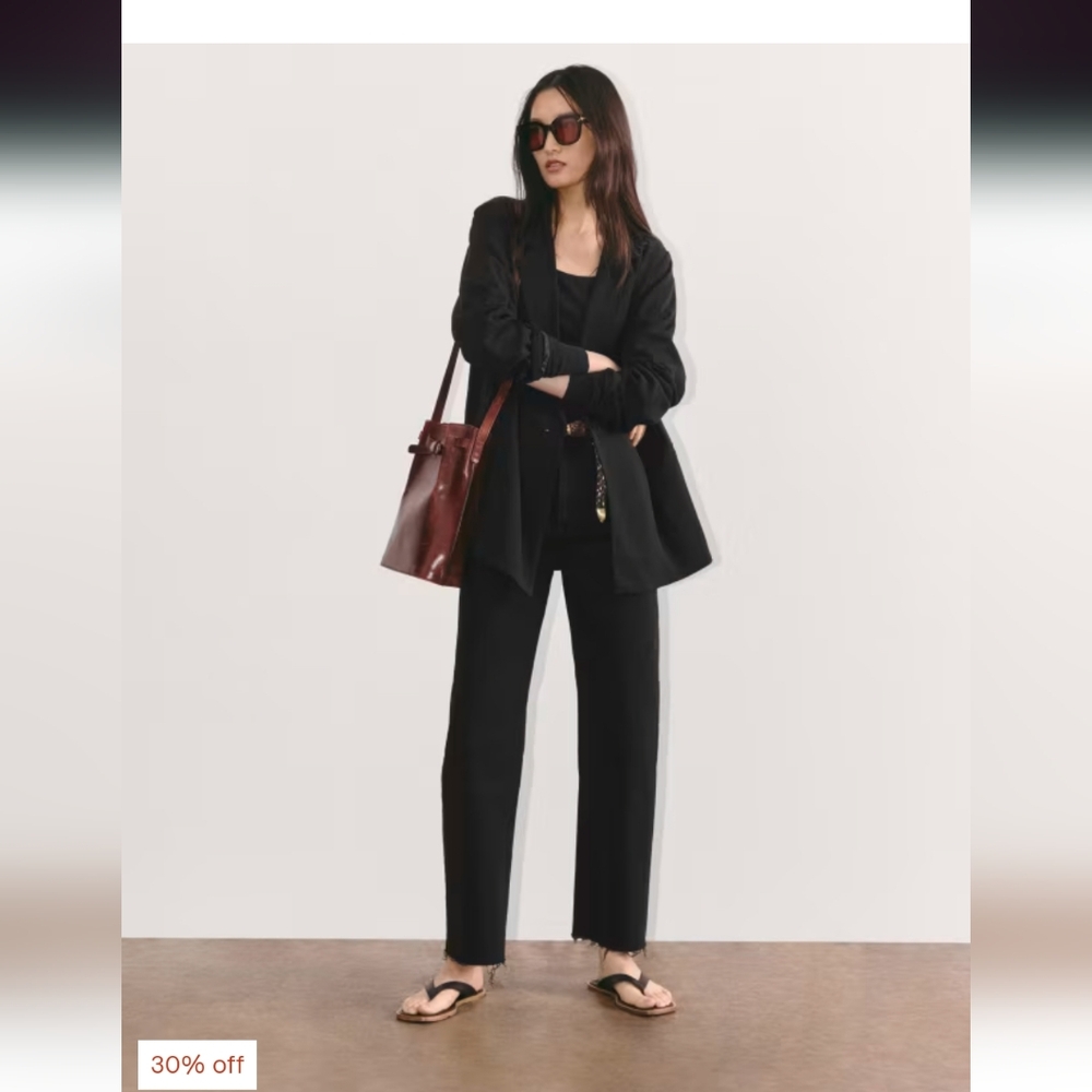 Everlane The Way High Jeans Organic Cotton Black Raw Hem Size 27 crop